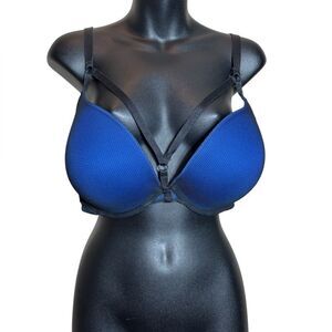 Torrid women’s 42D blue black mesh underwire push up bra sexy dominatrix